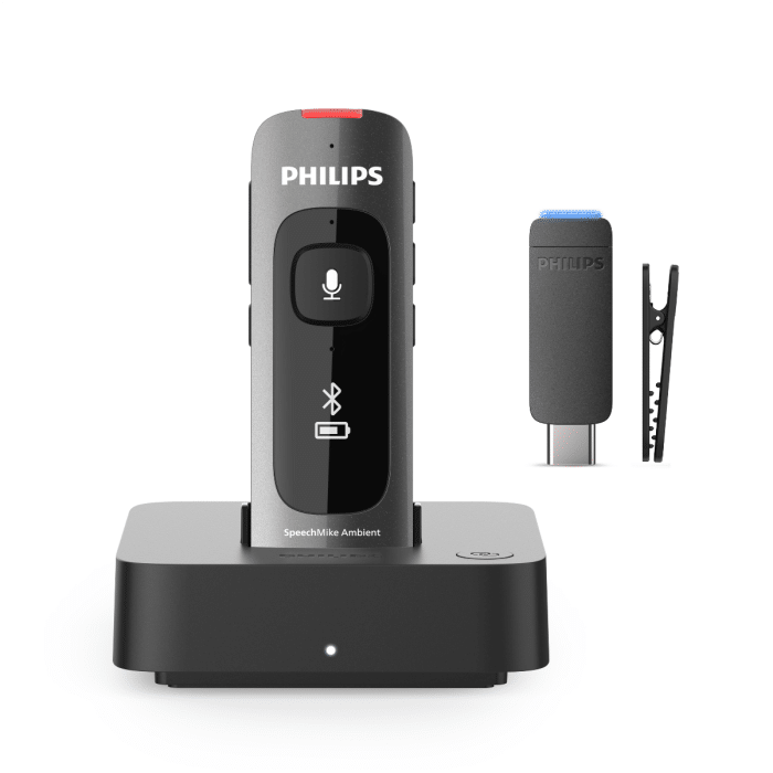Philips SpeechMike Ambient PSM5000 Wearable AI Assistant with Docking Station - Dark Grey/Black