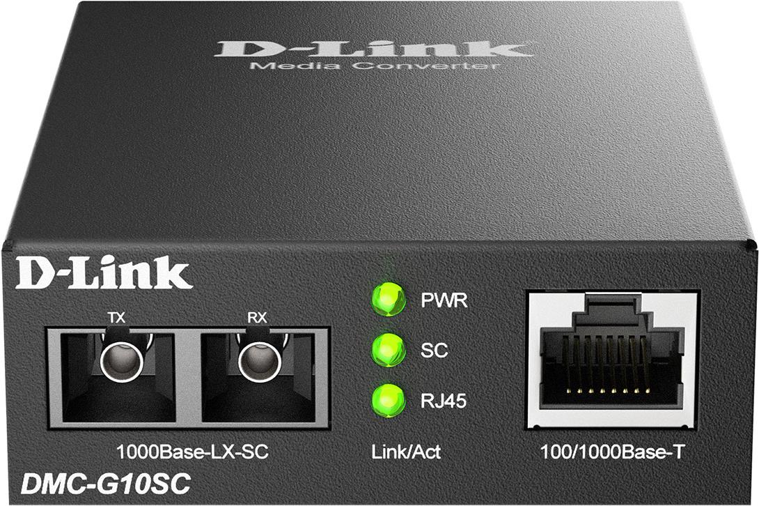 D-Link DMC G10SC - Media Converter - 1GbE - 10Base-T, 100Base-TX, 1000Base-T, 1000Base-LX - RJ-45/ SC Single-Mode - 1310 nm (DMC-G10SC/E)