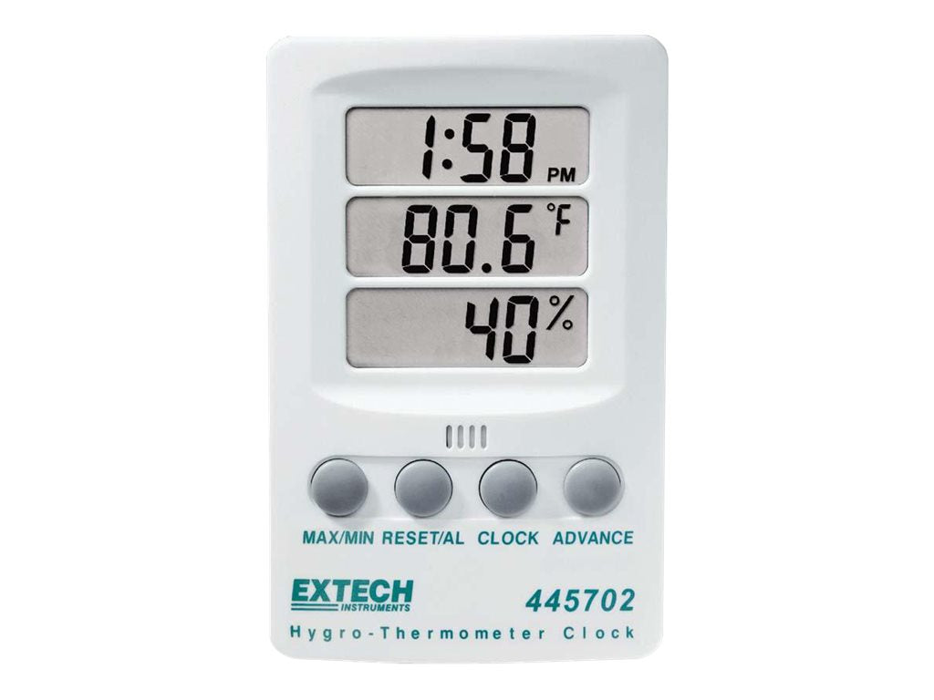 Extech 445702 Thermo-Hygrometer - Digital with Clock - White