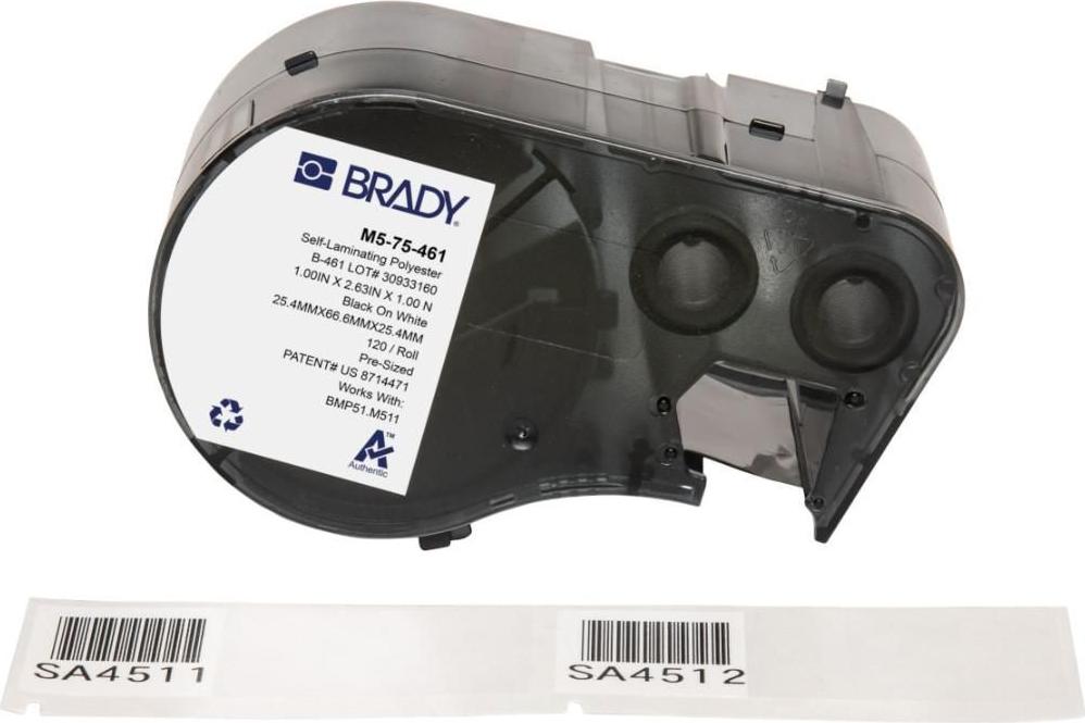 Brady M5-75-461 Polyester Label Black on White 25.40 x 25.40 mm