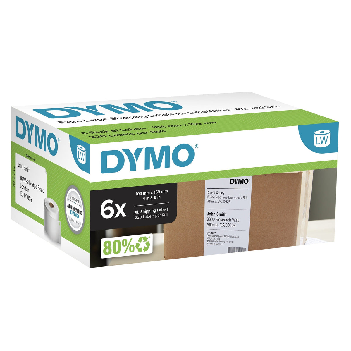 DYMO Shipping Labels UPS 102 mm x 210 mm, 6 Rolls (2238107)
