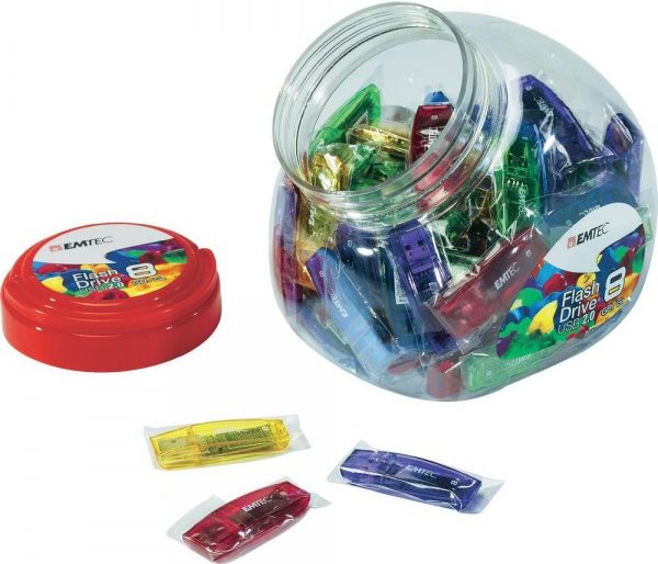 EMTEC C410 Color Mix Candy Jar USB Flash Drive 8 GB USB Type-A Blue, Green, Purple, Red, Yellow 2468572