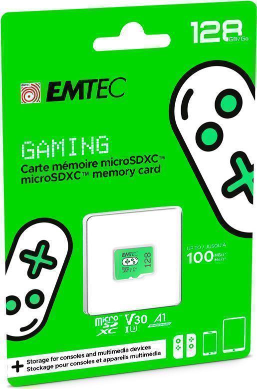 EMTEC Gaming - Flash Memory Card - 128 GB - A1/ Video Class V30/ UHS-I U3 - microSDXC UHS-I - Green