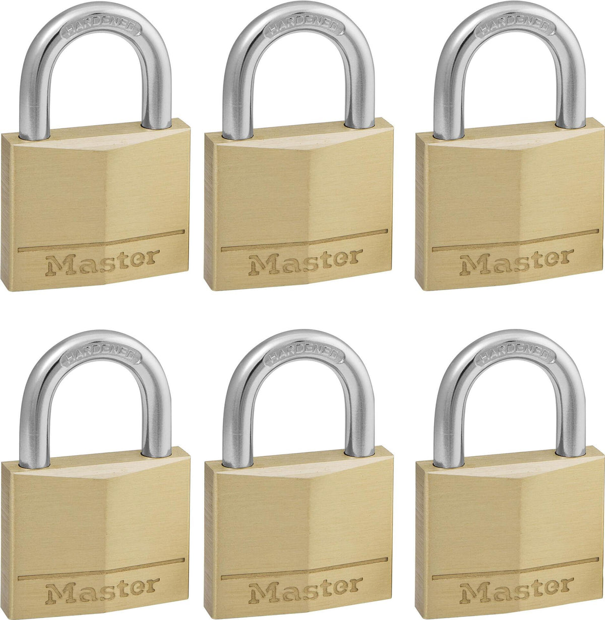 MASTER LOCK 40 mm Wide Padlock Solid Brass 6-Pack P22214