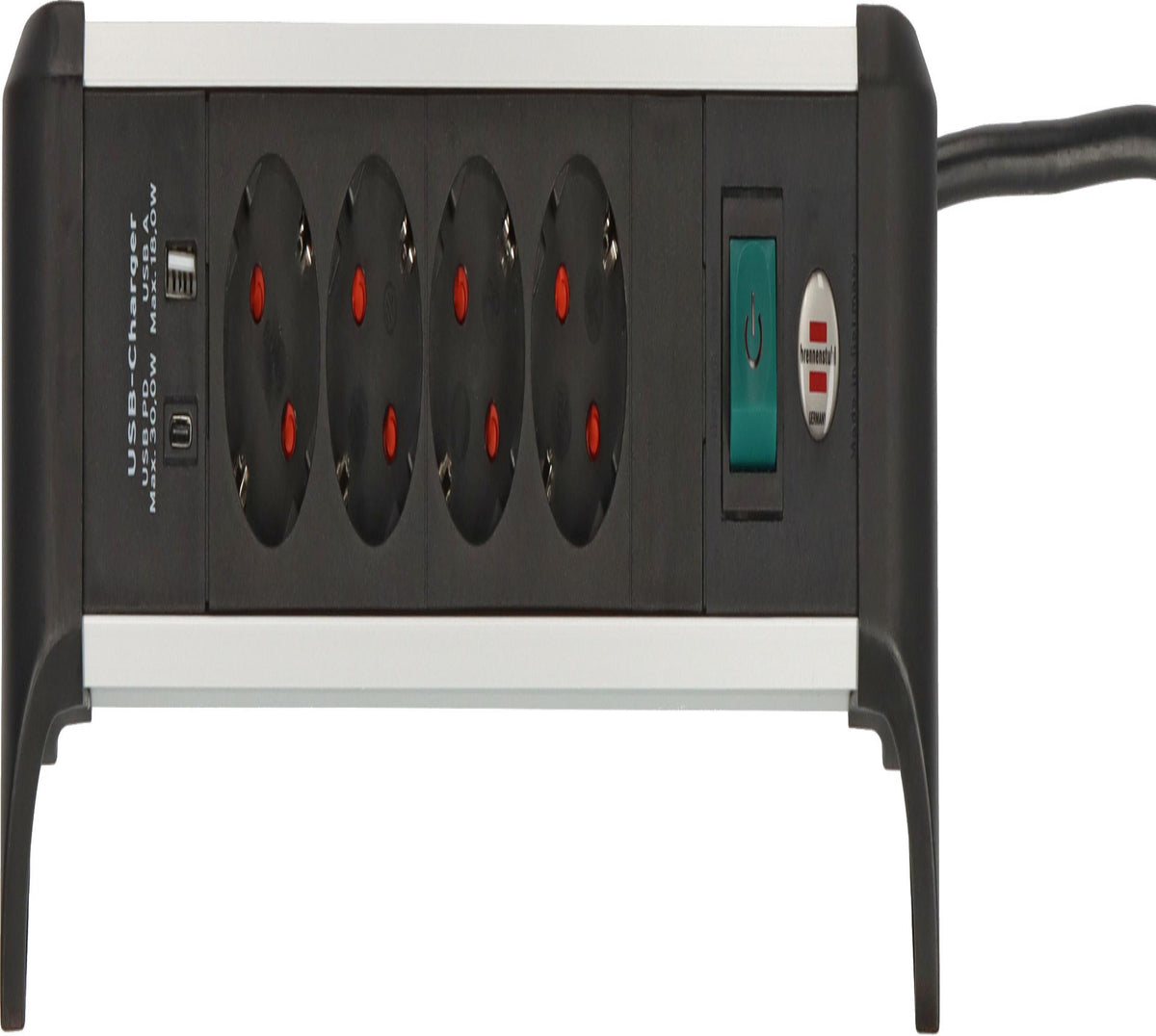 Brennenstuhl ALU-Office-Line 4-Way Power Strip with 1.8 m USB Cable (1391040420)