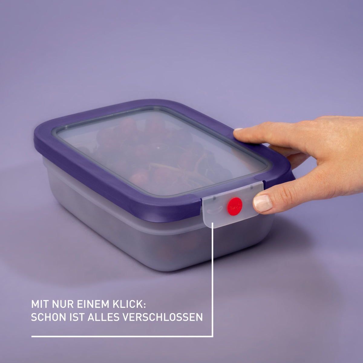 emsa ONECLICK Food Storage Container Set 0.5/1.2/2.3 L 3 Pieces Violet