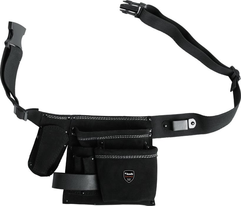 kwb 906610 Tool Belt - Unfilled - Black - Leather/Nylon - 6 Pockets