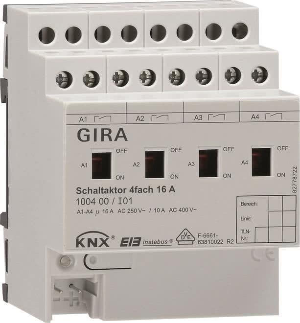 GIRA Schaltaktor 4fach 16A REG 100400 Home and Living 100400
