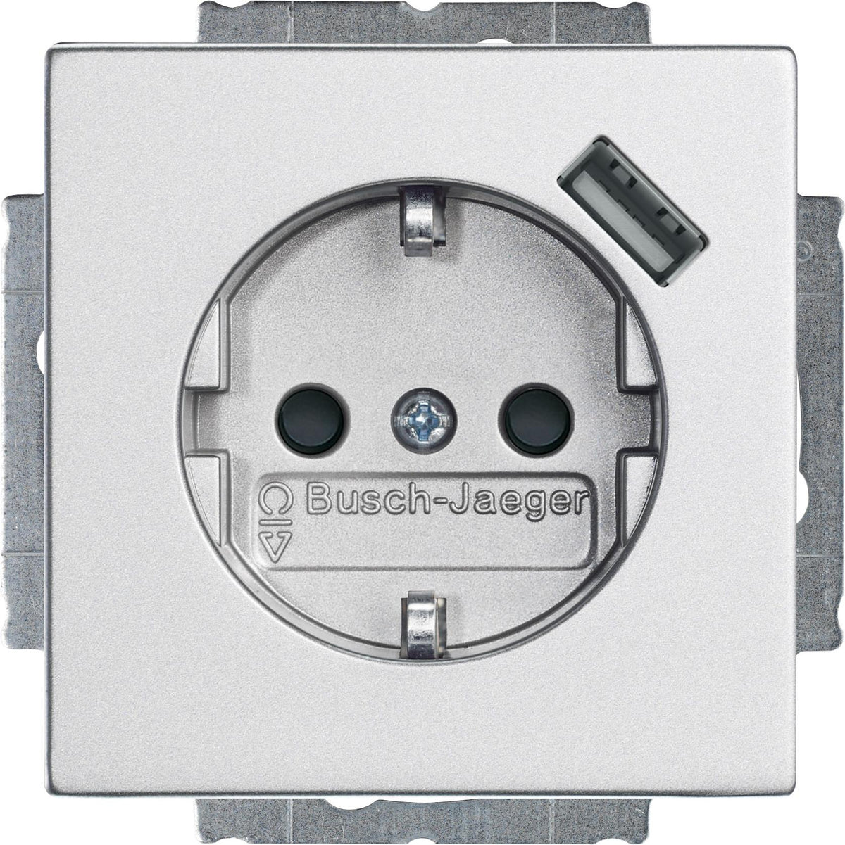 Busch-Jaeger 20 EUCBUSB-83 Socket with USB CEE 7/3 2P+E Silver IP20