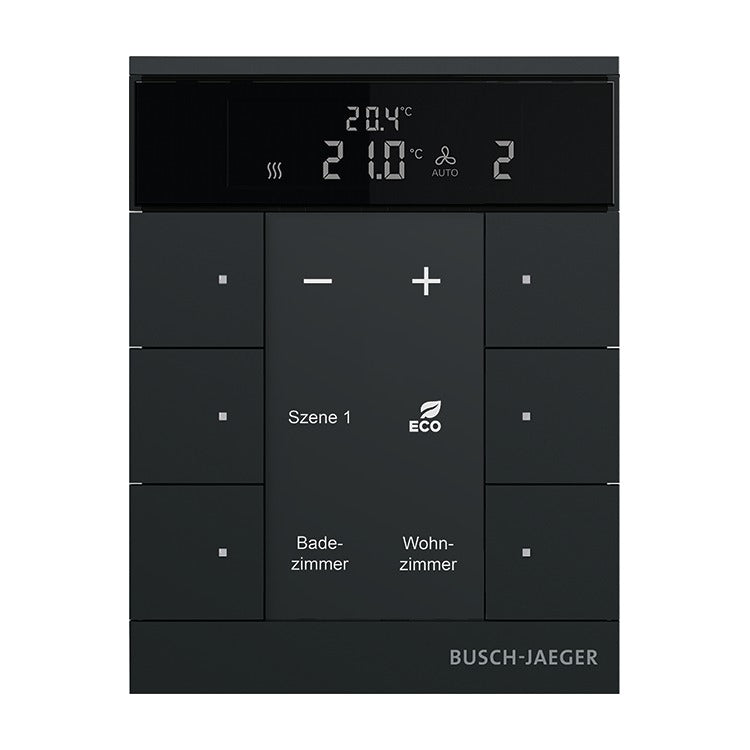 Busch-Jaeger 6-Channel Room Temperature Controller Matt Black (SBR-F-6.0.11-885) 2CKA006220A0900