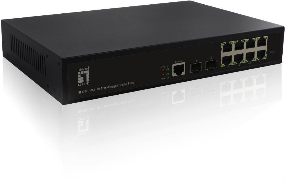 LevelOne KILBY 10-Port L2 Managed Gigabit Switch, 2 x SFP, Model GEL-1061