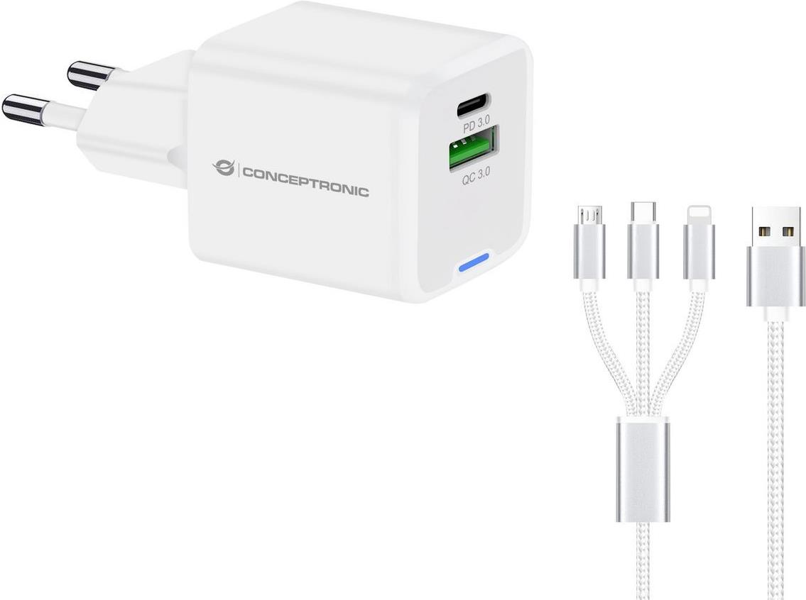 Conceptronic Charger 2-Port 33W 1xUSB-C 1xUSB-A + 3-in-1 Black (ALTHEA16W)
