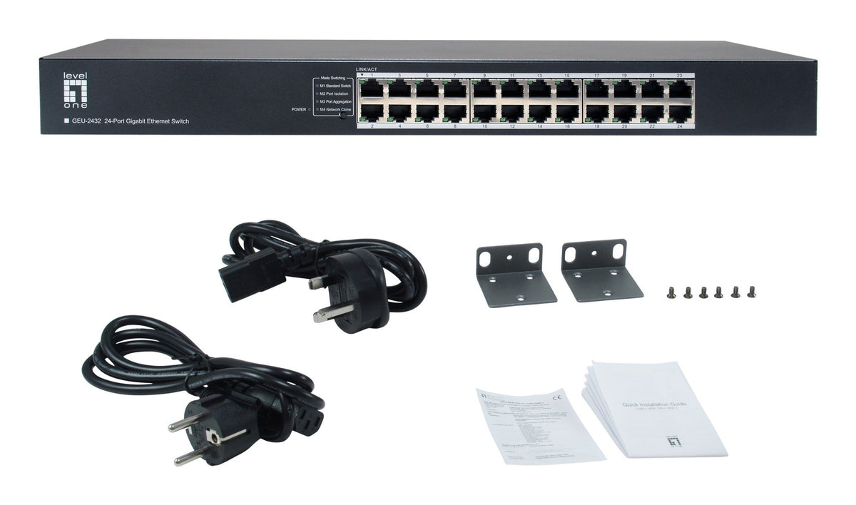 LevelOne 24-Port Gigabit Ethernet Switch, Unmanaged, 19" Rackmount, Model 557881