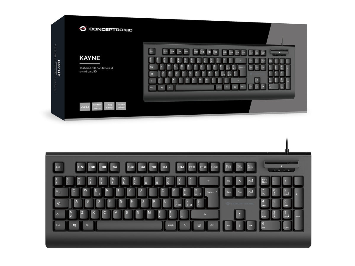 Conceptronic USB Keyboard + Smart ID Card Reader IT Layout (KAYNE01IT)