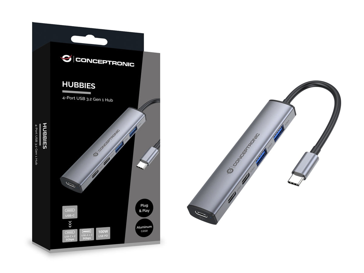 CONCEPTRONIC 4-1 Dock USB-C to 2xUSB-C/2xUSB-A - 100WPD - Model HUBBIES22G