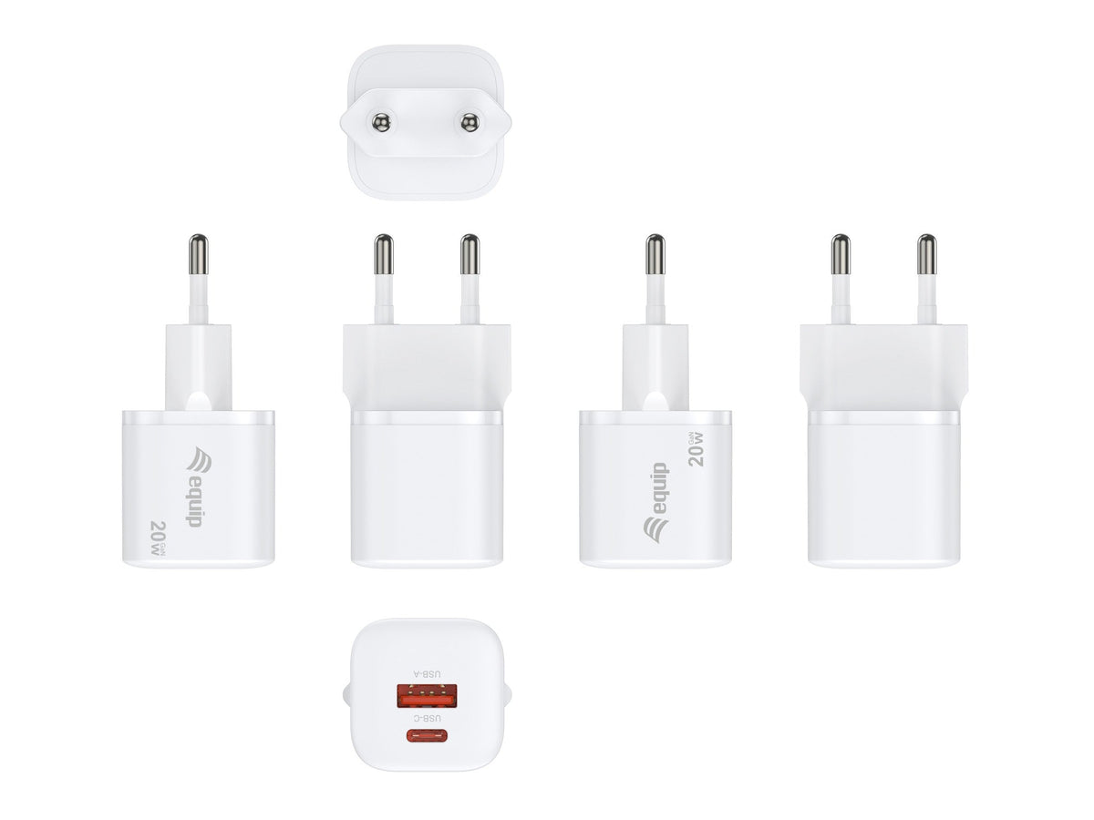 EQUIP 2-Port 20W GaN USB PD Charger, USB-C x 1, USB-A x 1, Model 591476