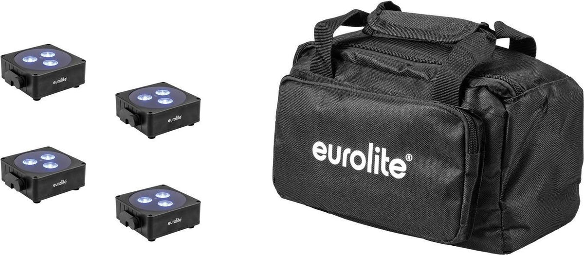 EUROLITE Set 4x AKKU Flat Light 3 with Soft-Bag (20000474)