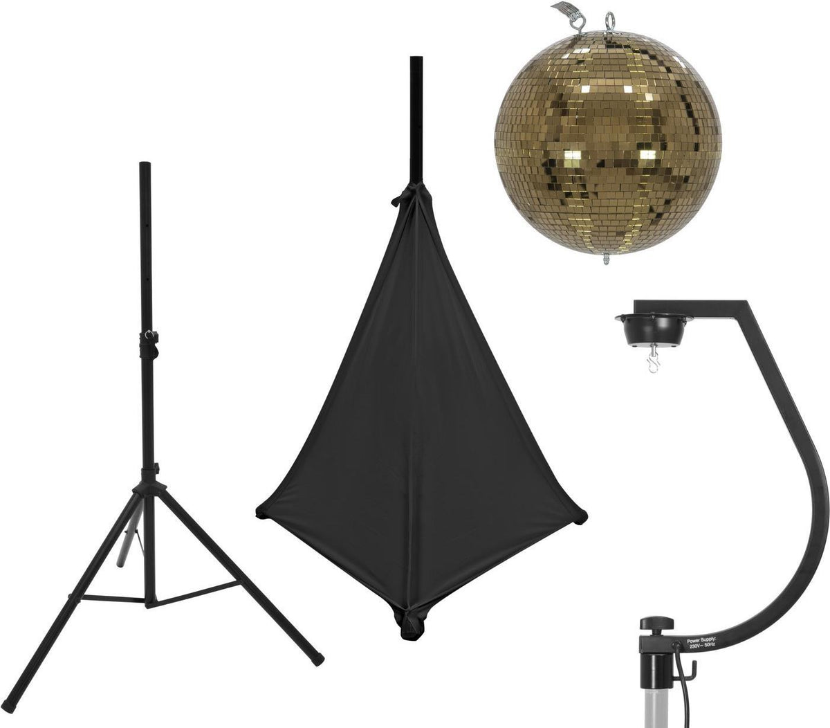 EUROLITE 30 cm Mirror Ball Set with Stand and Black Sail 20000704