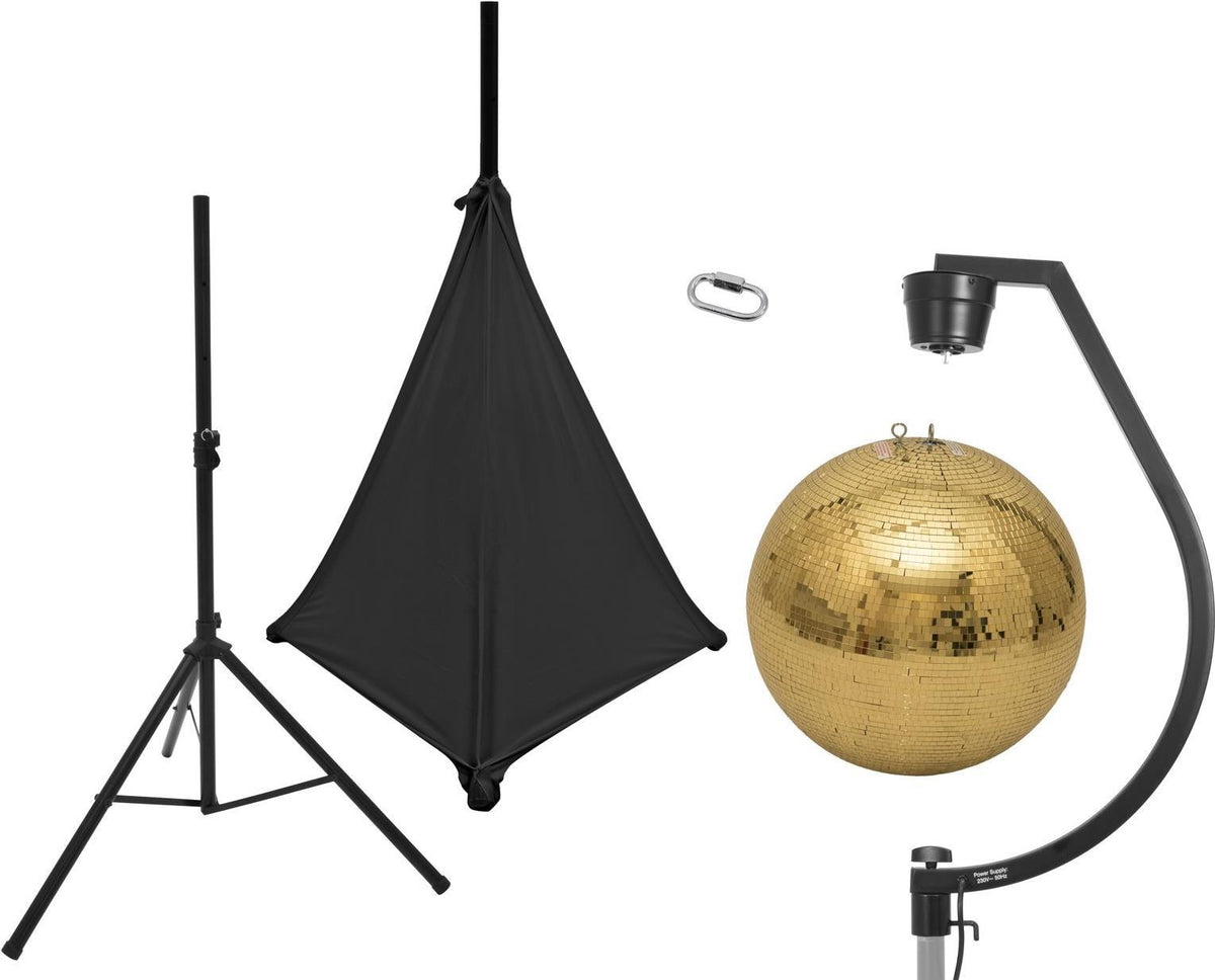 EUROLITE 50 cm Gold Mirror Ball Set with Stand and Black Sail