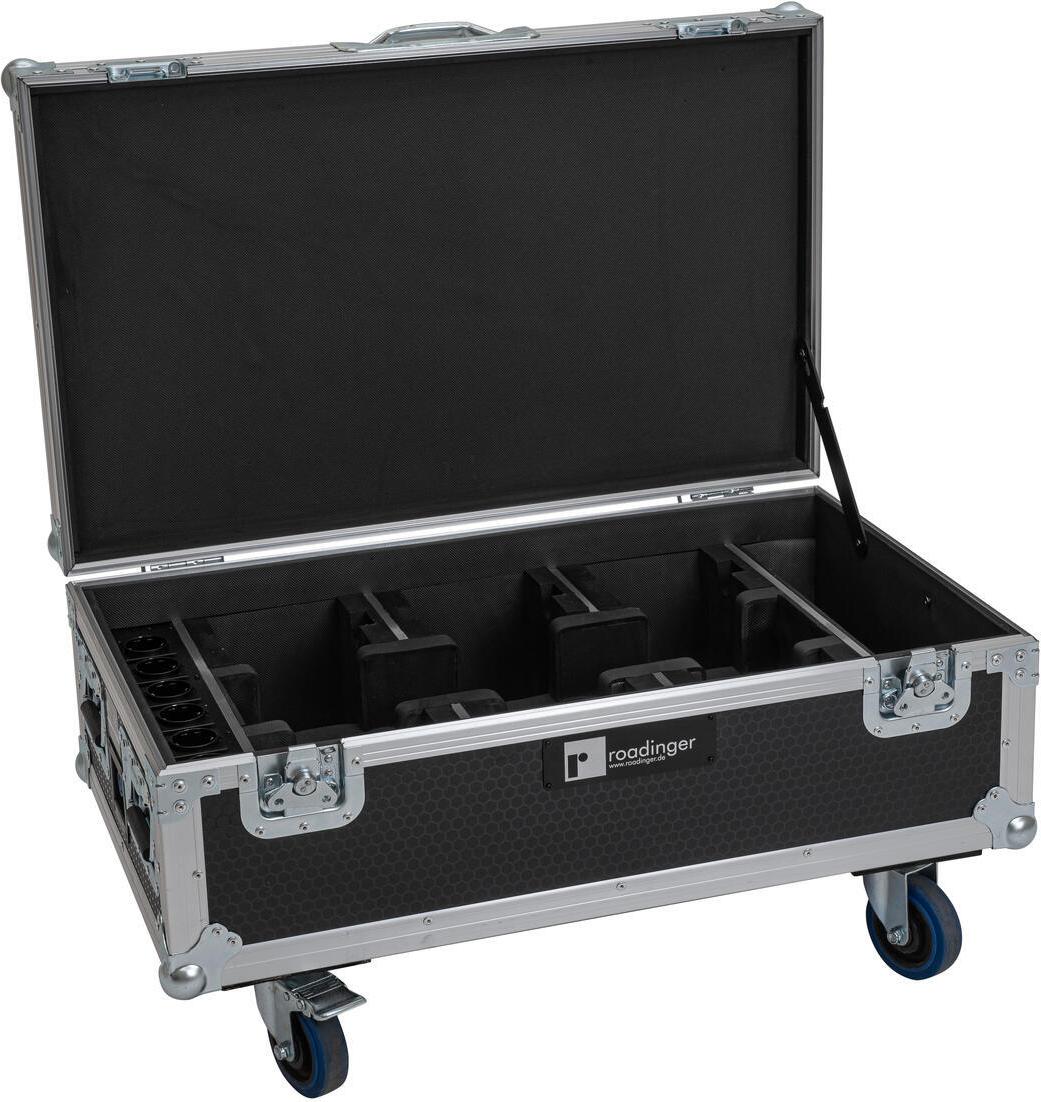 ROADINGER Flightcase for 6x AKKU UP-4 QCL Spot QuickDMX MK2 with Charging Function and Wheels