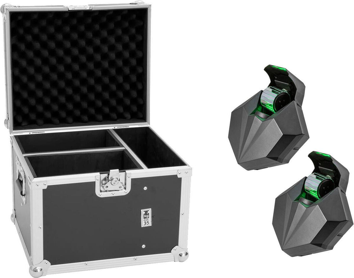 EUROLITE Set of 2 LED CAT-80 Beam Effects + Flightcase - 80W COB Cool White DMX