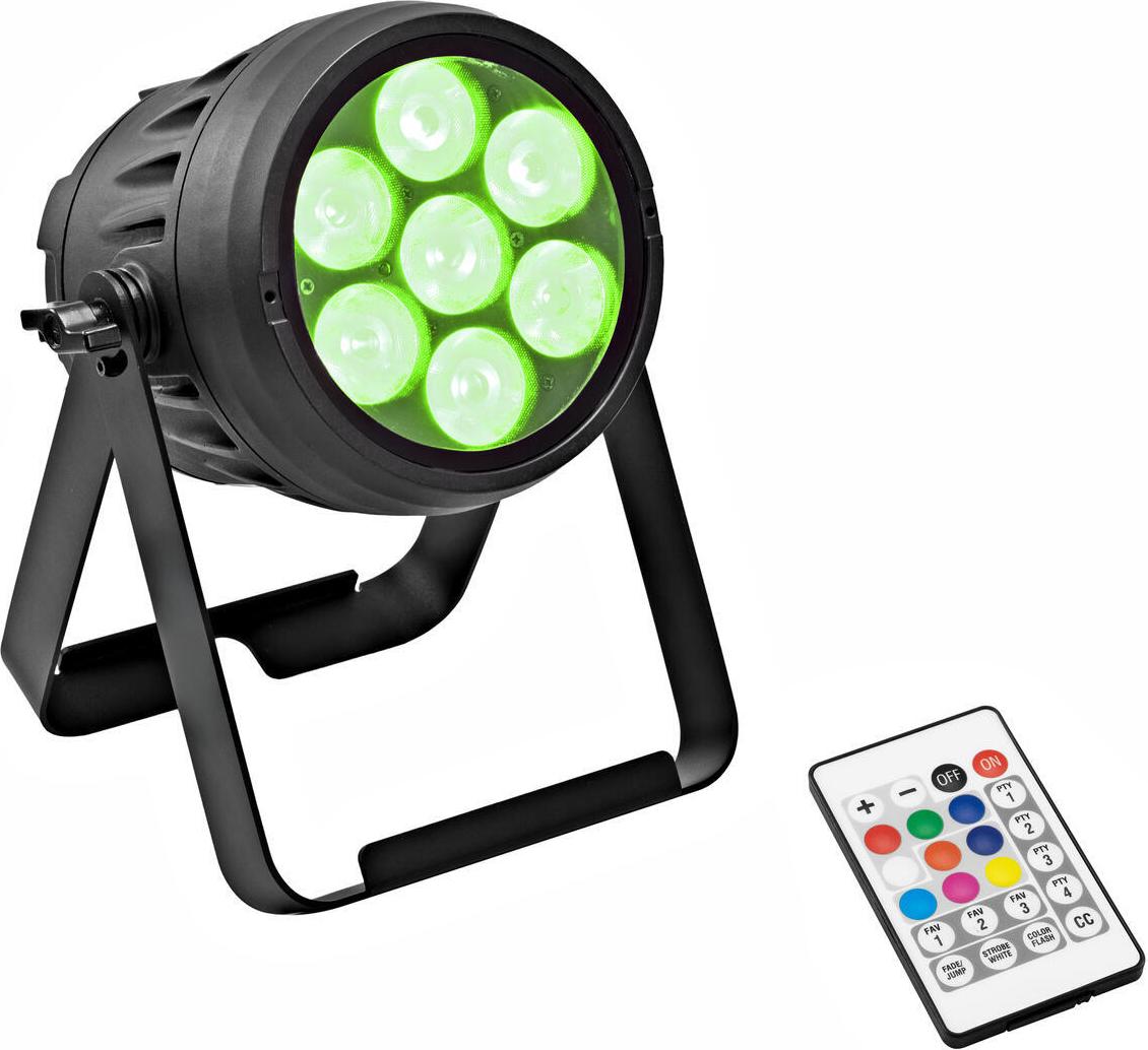 EUROLITE LED IP PAR 7x15W RGBL Spot IP65 Black with Frost Filters 51914227