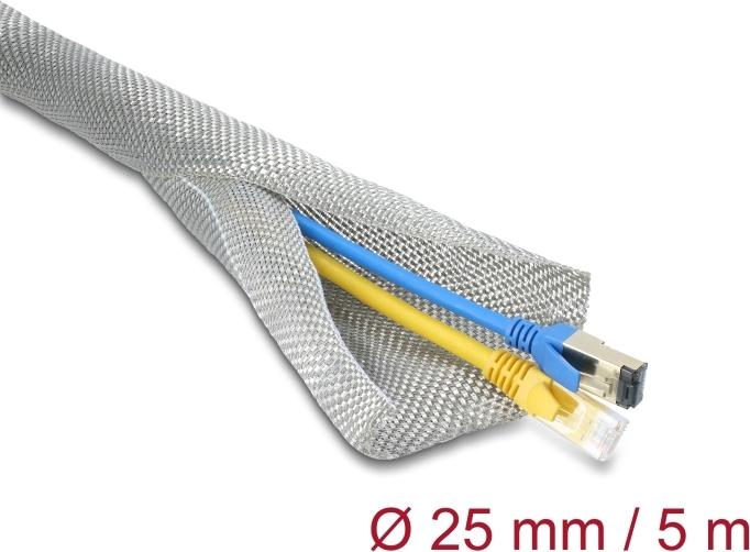 Delock Braided Sleeve for EMC Shielding Self-Closing 5 m x 25 mm (20995)