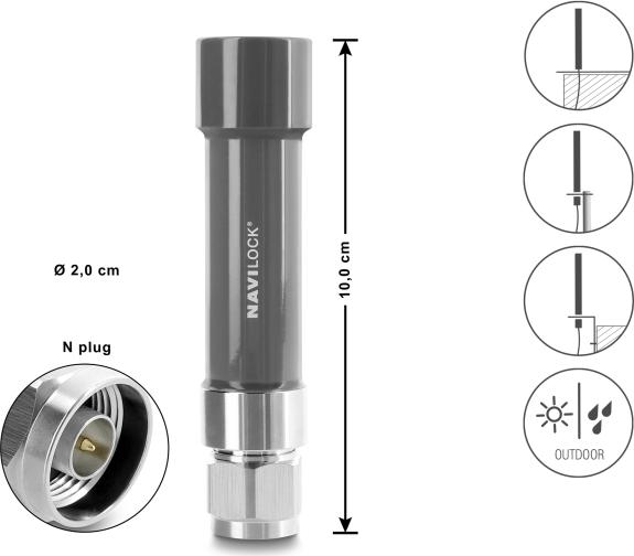 Navilock GNSS Antenna N Connector 18 dB Outdoor Grey 10 cm - 60738