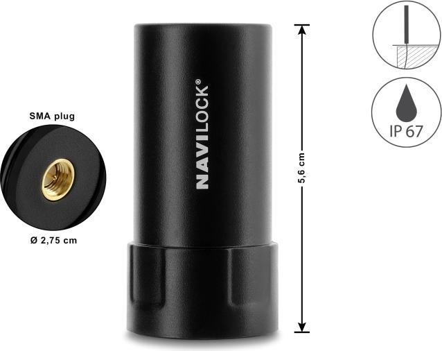 Navilock GNSS Multiband Antenna with SMA Connector - 35 dB - Model 60764