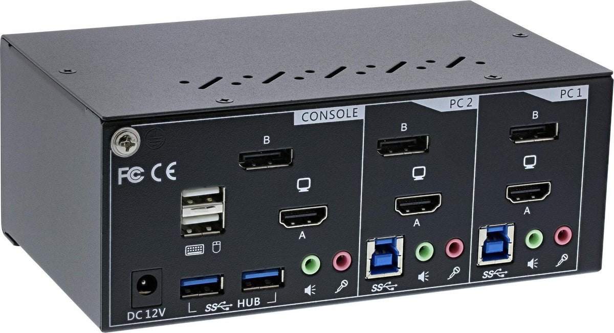 InLine KVM/Audio/USB Switch - 2 x KVM/Audio/USB - 1 Local User, Desktop, 62642I