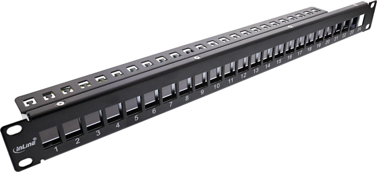 InLine® Patch Panel 24-Port, Keystone Snap-In, 19", Black, 76824H 24-fach 1HE