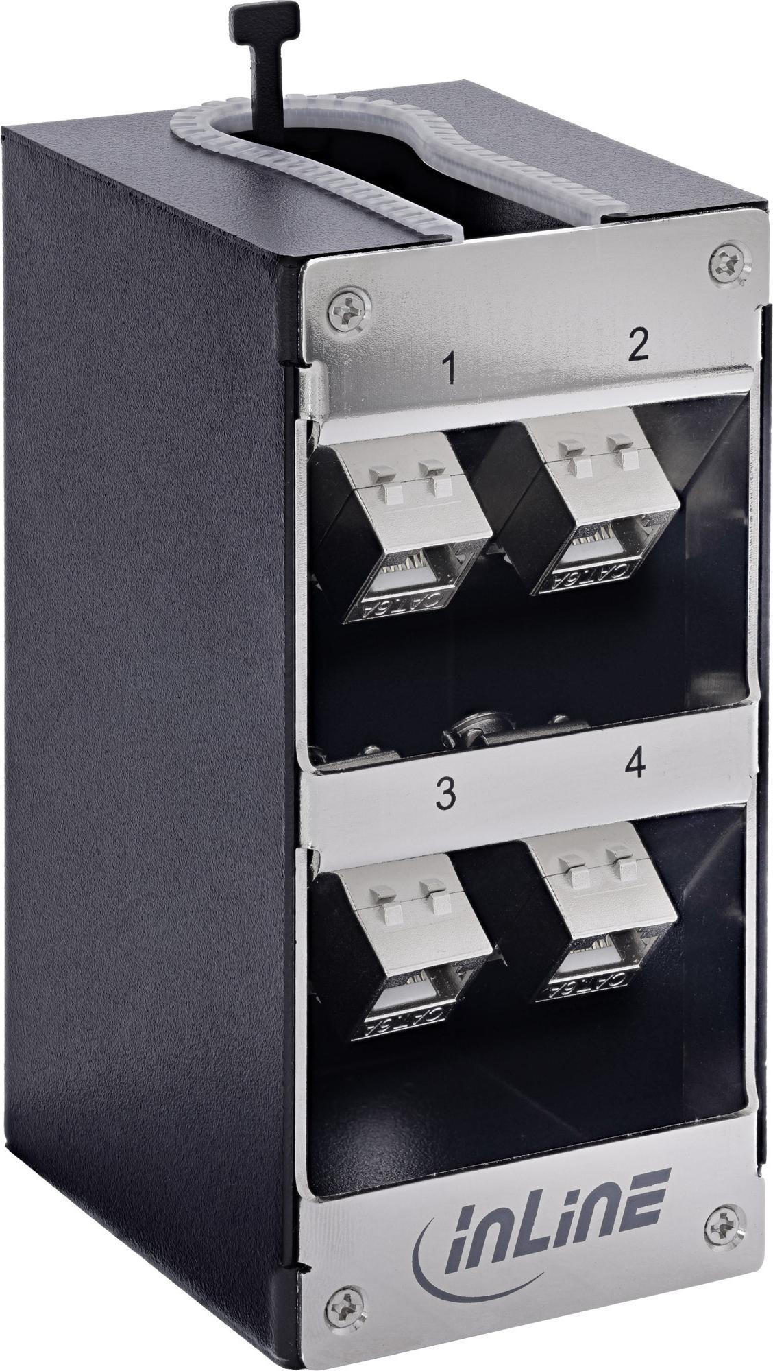 InLine® Keystone Distribution Box 4-Port Cat.6A Wall/Mounting Rail (76203N)