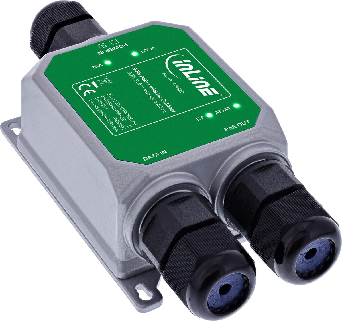 InLine® PoE++ Outdoor Injector 10Gb/s 90W IP67 44432D