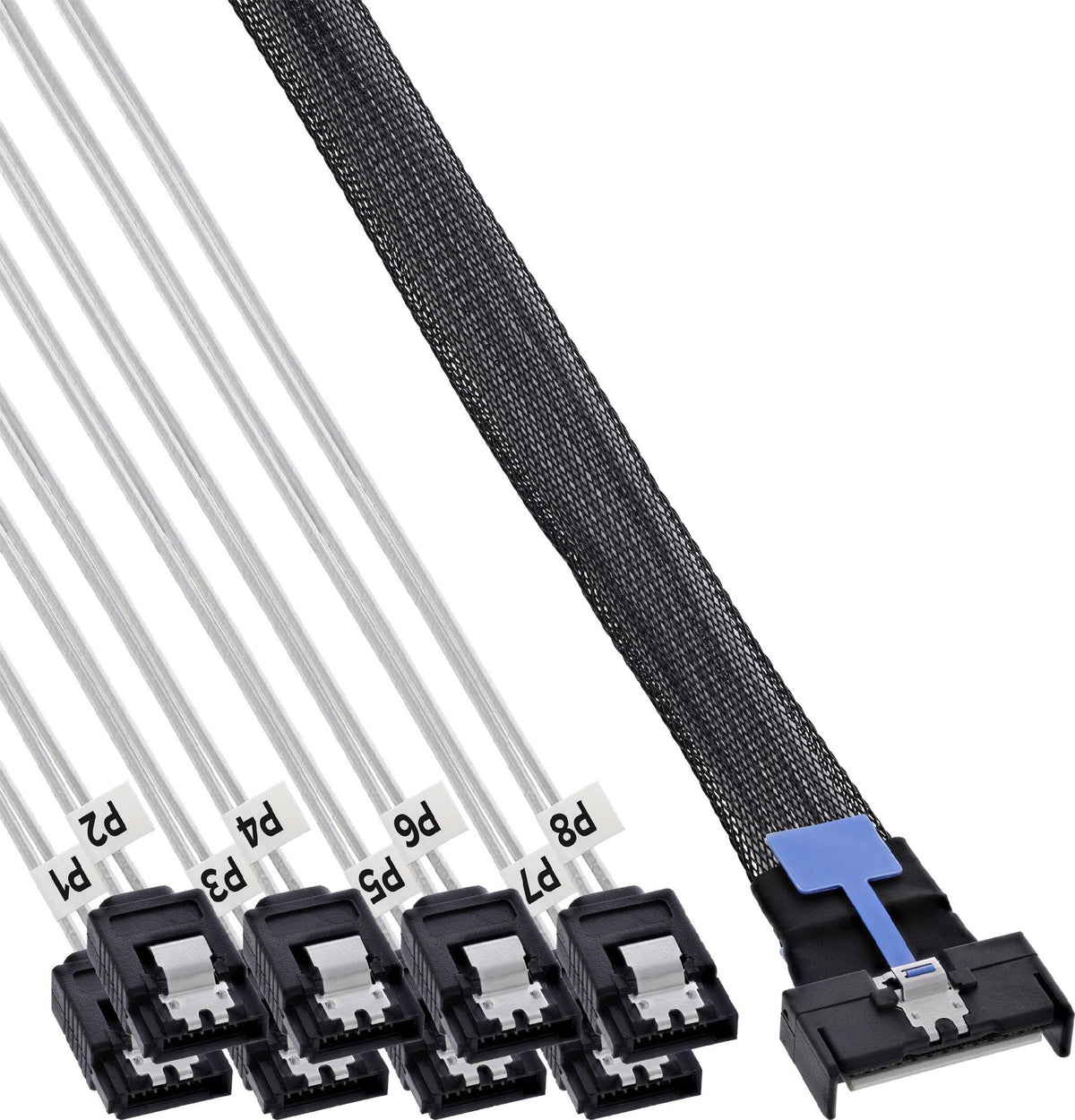 InLine® MCIO x8 Breakout Cable to 8x SATA, 1 m