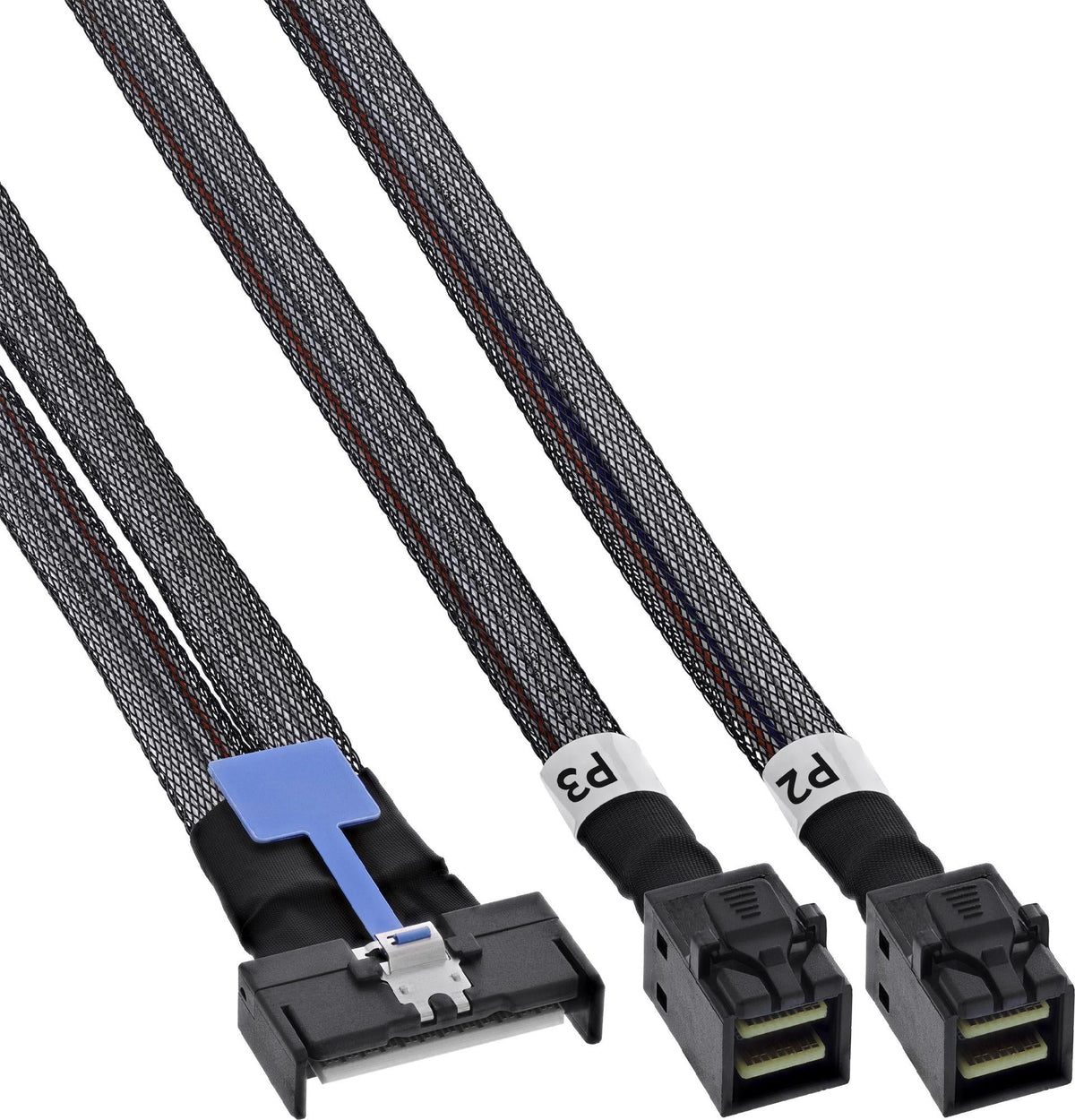 InLine® MCIO Cable, MCIO x8 to 2x MiniSAS-HD SFF-8643,0.5 m (27666A)