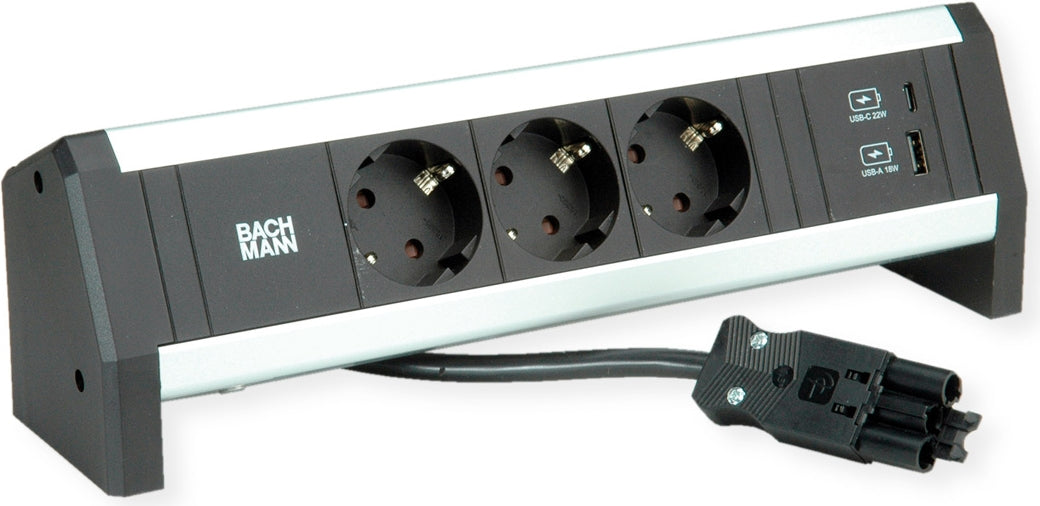 Bachmann DESK1 3xCEE7/3 with USB Charger A/C (902.1667)