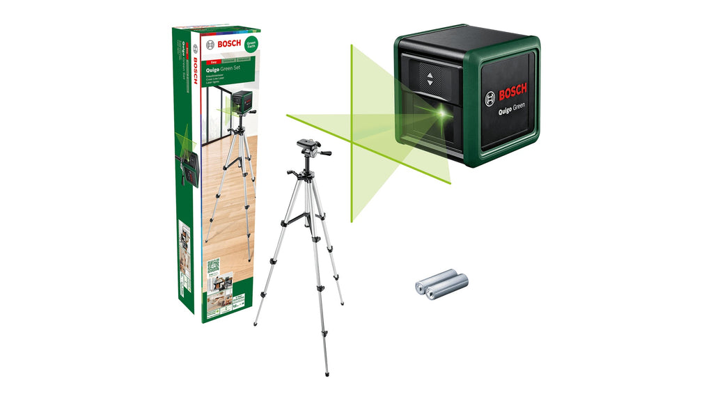 Bosch Quigo Green Cross Line Laser Set 0603663C04 for Precise Leveling