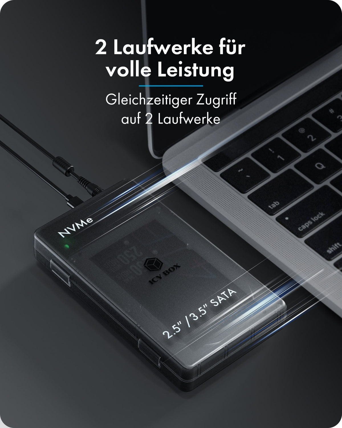 ICY BOX Spade Clone 3882 HDD/SSD Enclosure - USB Type-C - Black (IB-3882MSCL-CU31)