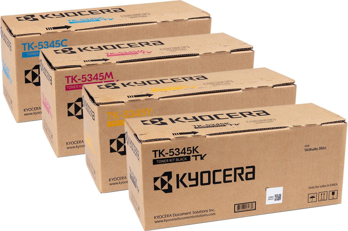 Kyocera Original TK-5345 Toner Set 4 Colors - BK/C/M/Y 17,000/9,000 Pages | Model OPSet1T02ZL0NL0