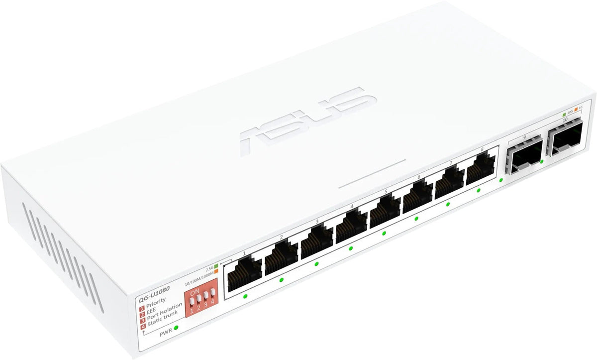 ASUS Qg-U1080 2.5 G+ 10 G SFP+ Switch (90IG0A00-MO3B00)