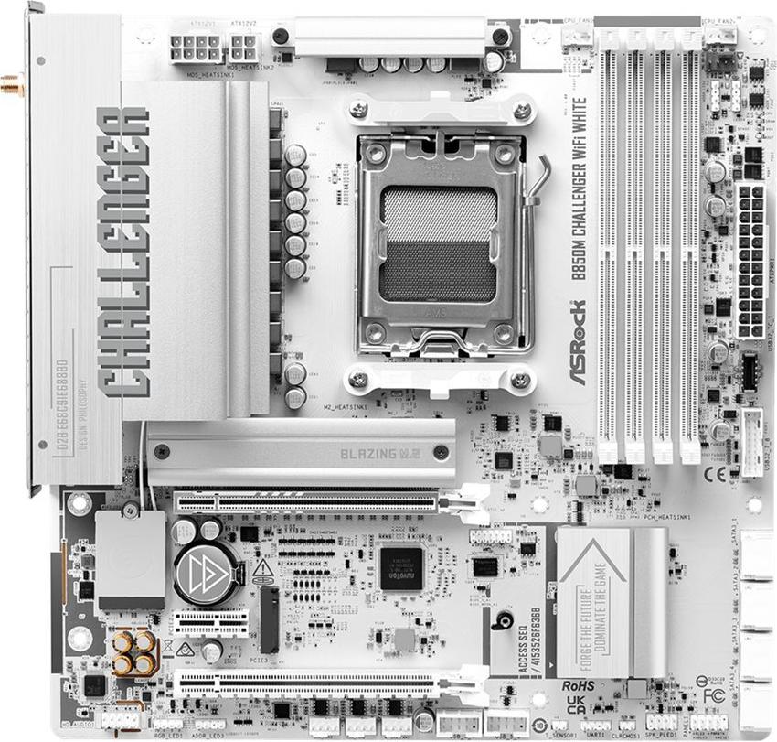 ASRock B850M Challenger WiFi White AM5 mATX Motherboard - 90-MXBU50-A0UAYZ