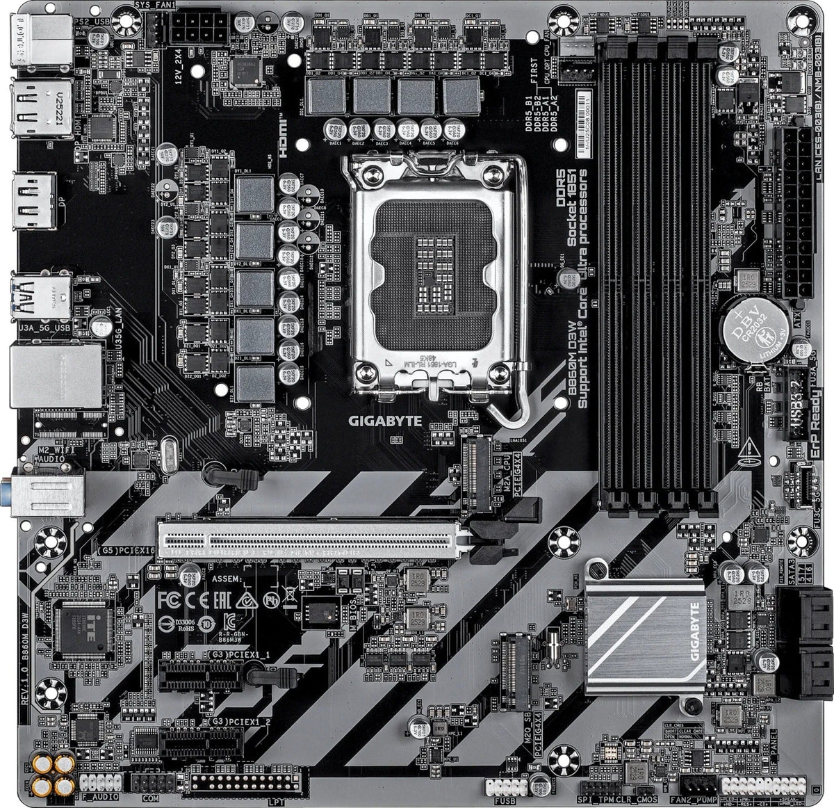 GIGABYTE B860M D3W Motherboard - Intel Core Ultra Series, 9066MHz DDR5, LGA 1851