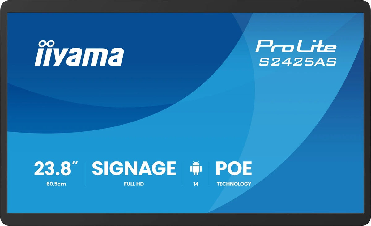 iiyama ProLite S2425AS-B1P Digital Signage Display 23.8" Full HD - HDMI/USB-C/LAN - Black