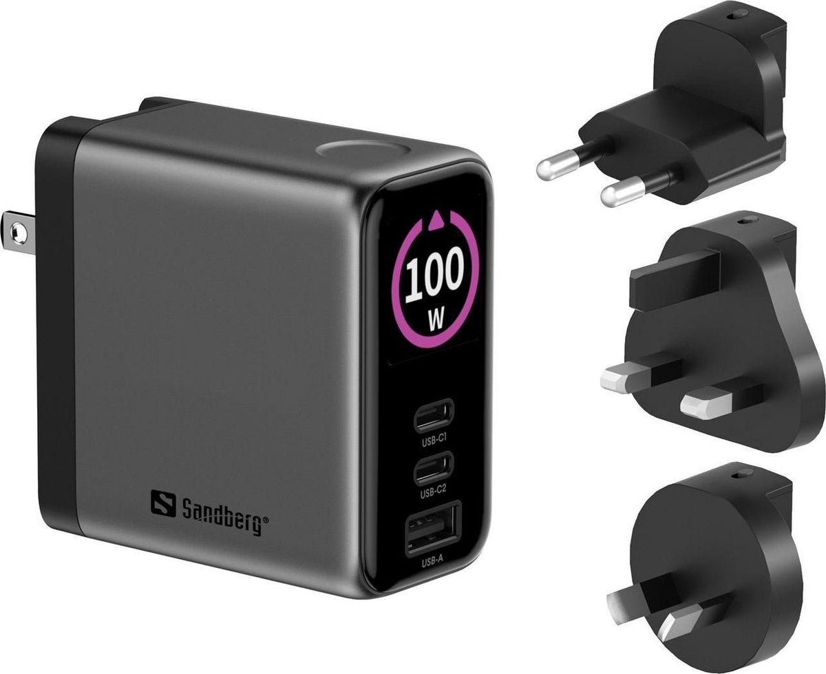 Sandberg Travel Charger PD100W Display USB Charger 441-71