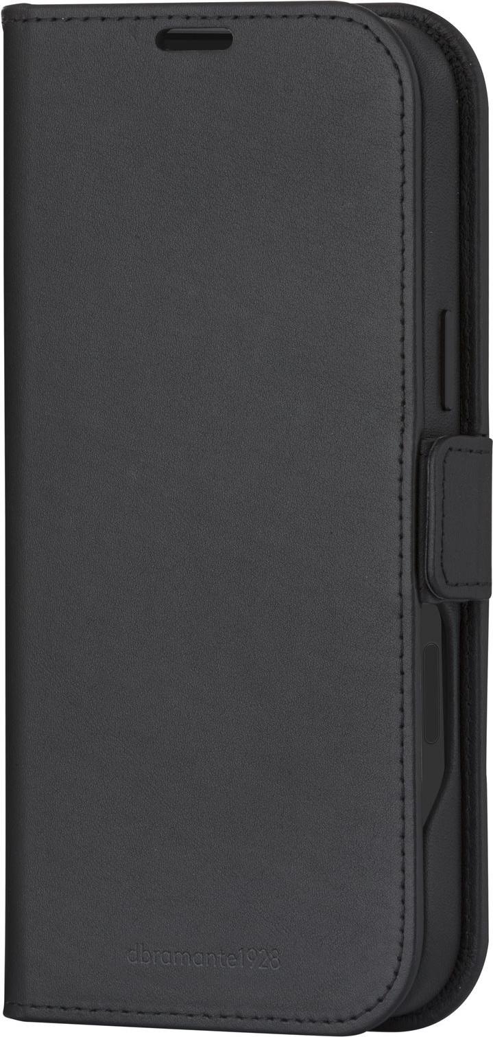 dbramante1928 Lynge Flip Case for Mobile Phone - MagSafe Compatible - Textured Leather - Black - for Apple iPhone 16 | Model LM61GTBL6304