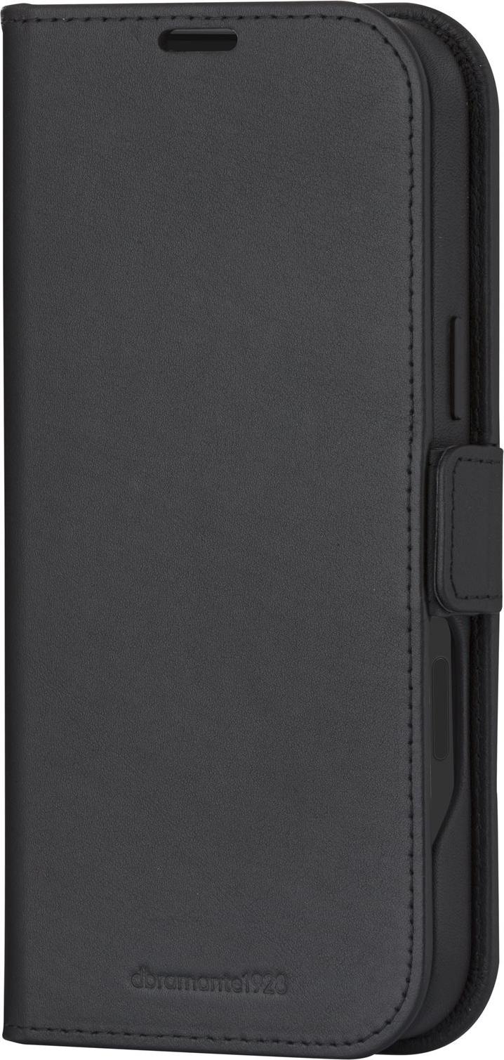 dbramante1928 Lynge Flip Case for Mobile Phone - MagSafe Compatible - Textured Leather - Black - for Apple iPhone 16 Pro | Model LM61GTBL6308