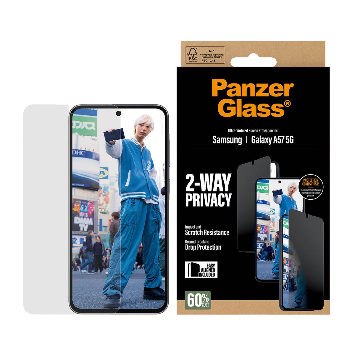PanzerGlass Privacy Screen Protector for Samsung Galaxy A57 Ultra-Wide Fit | Model: PG31825