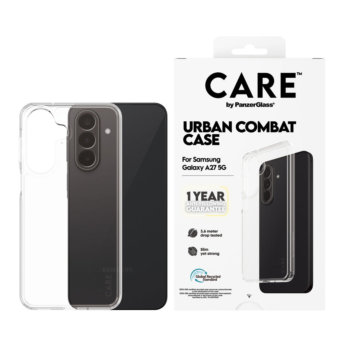 PanzerGlass CARE Urban Combat Case for Samsung Galaxy A27, Transparent