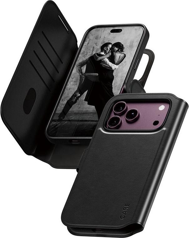 PanzerGlass CARE Flip Case for iPhone 17 Pro Max - MagSafe Compatible - Vegan Leather - Black - CR39469