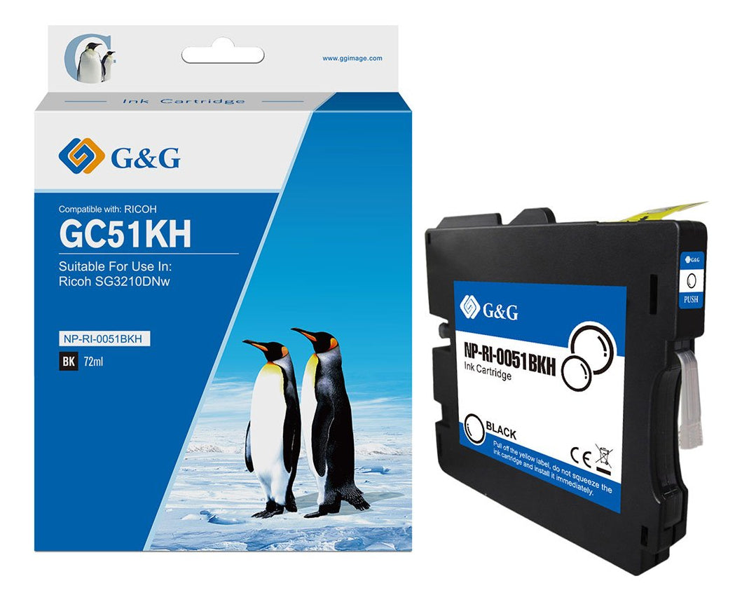 G&G Ink Cartridge Compatible with Ricoh GC51KH/405862 Black (19656)